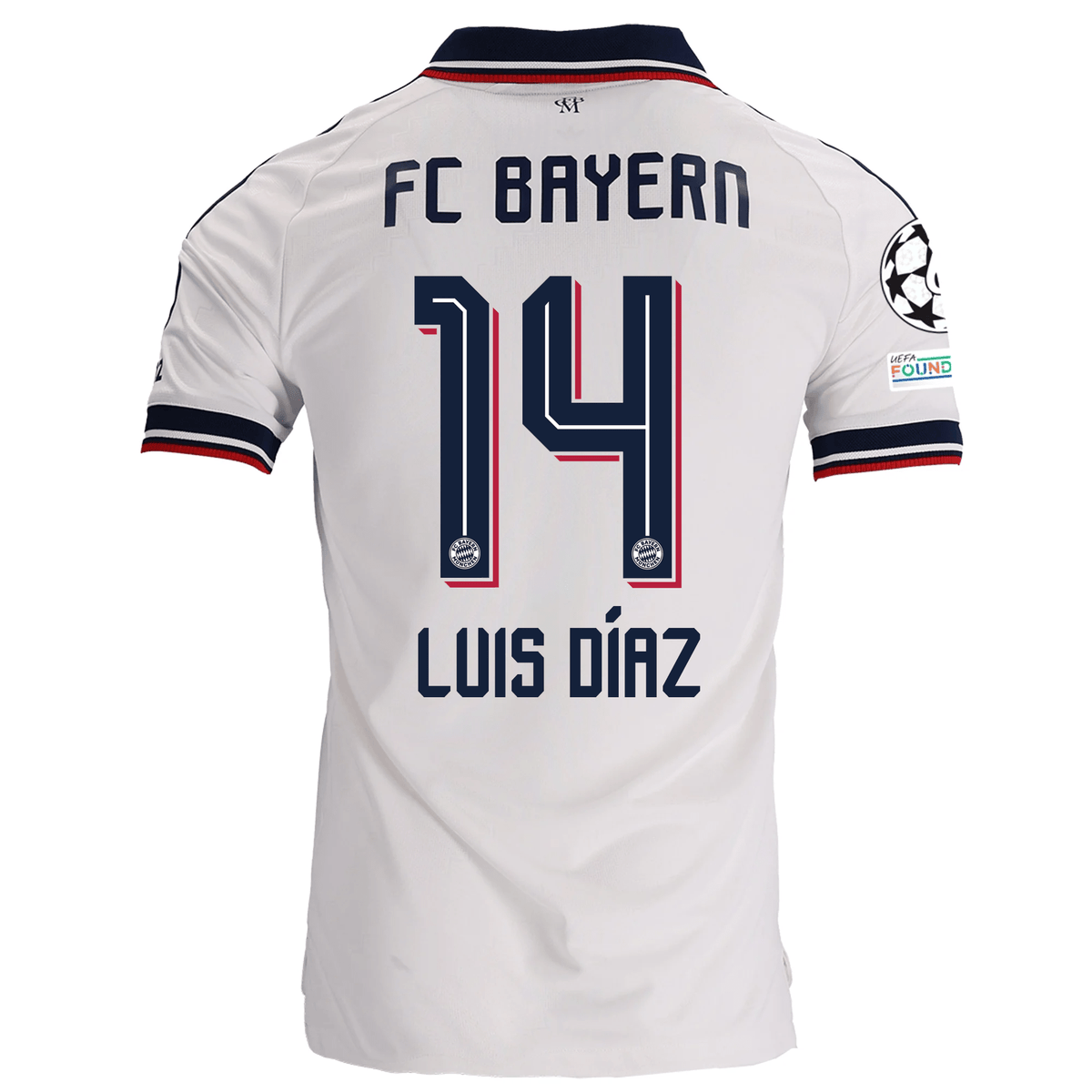 adidas Mens Bayern Munich Luis Díaz Away Jersey w/ Champions League Patches 26/27 (White) | SoccerWearhouse