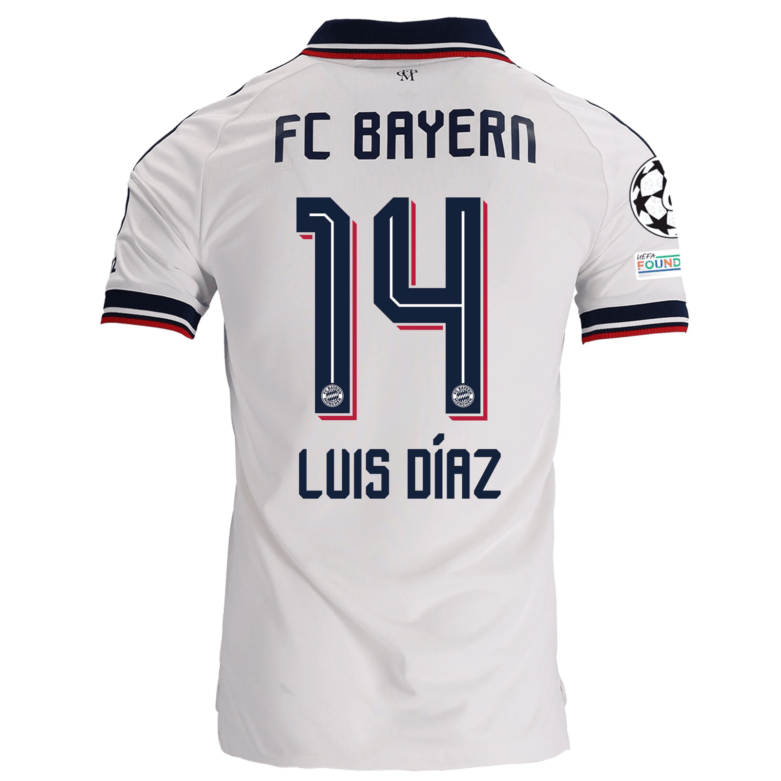 adidas Mens Bayern Munich Luis Díaz Away Jersey w/ Champions League Patches 26/27 (White) | SoccerWearhouse