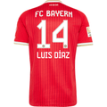 adidas Mens Bayern Munich Luis Díaz Home Jersey w/ Bundesliga Champion Patch 26/27 (Red)