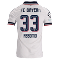 adidas Mens Bayern Munich Maycon Bastian Assomo Away Jersey w/ Champions League Patches 26/27 (White)