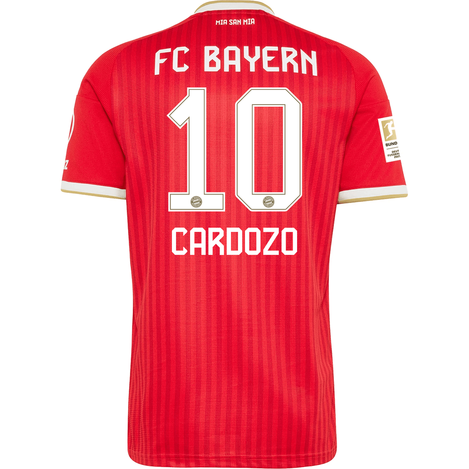 adidas Mens Bayern Munich Maycon Douglas Cardozo Home Jersey w/ Bundesliga Champion Patch 26/27 (Red) | SoccerWearhouse