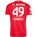 adidas Mens Bayern Munich Maycon Douglas Cardozo Home Jersey w/ Champions League Patches 26/27 (Red)