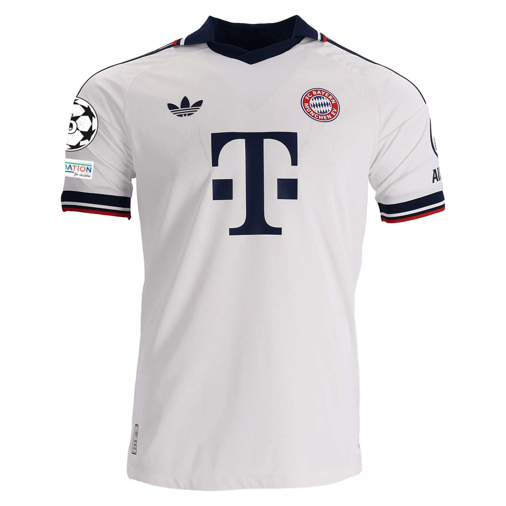 adidas Mens Bayern Munich Authentic Away Jersey w/ Champions League Patches 26/27 (White)