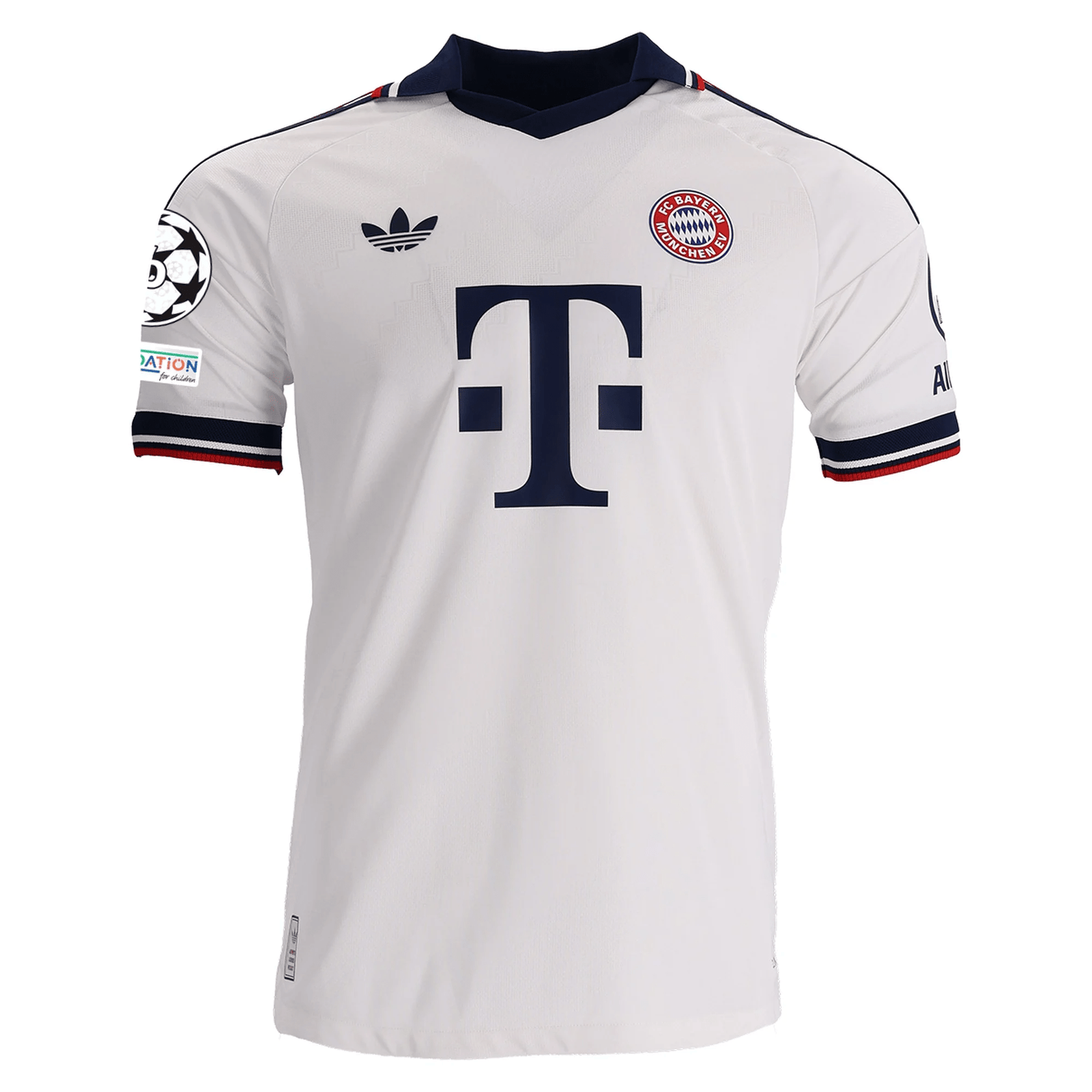 adidas Mens Bayern Munich Michael Olise Authentic Away Jersey w/ Champions League Patches 26/27 (White) | SoccerWearhouse