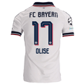 adidas Mens Bayern Munich Michael Olise Authentic Away Jersey w/ Champions League Patches 26/27 (White)