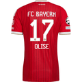 adidas Mens Bayern Munich Michael Olise Authentic Home Jersey w/ Champions League Patch 26/27 (Red)