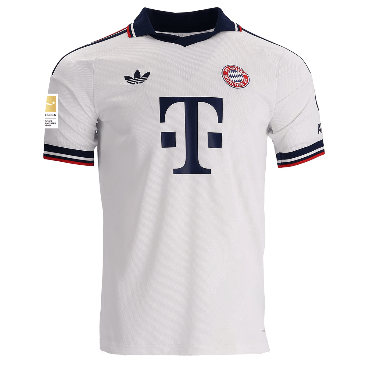 adidas Mens Bayern Munich Michael Olise Away Jersey w/ Bundesliga Champion Patch 26/27 (White) | SoccerWearhouse