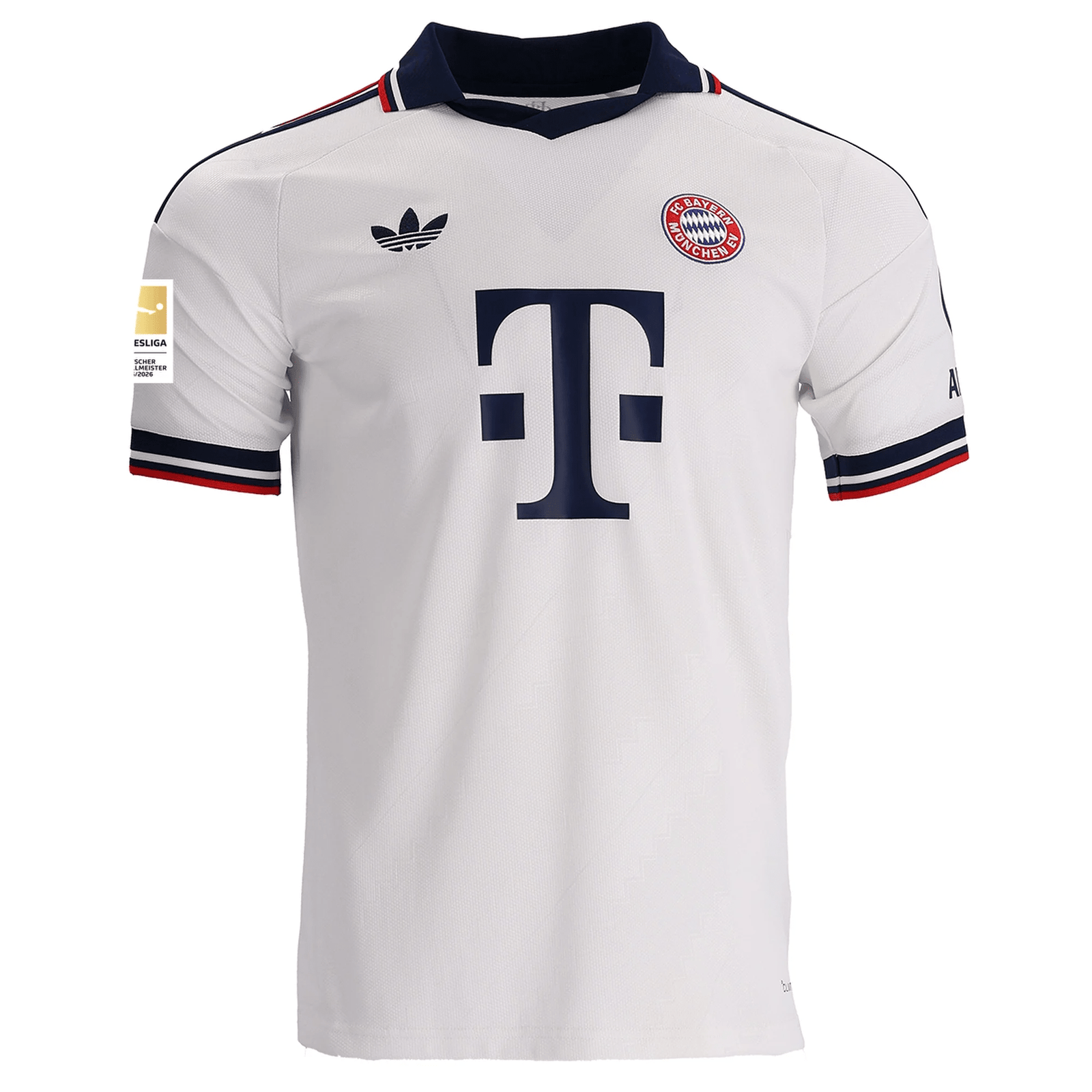 adidas Mens Bayern Munich Michael Olise Away Jersey w/ Bundesliga Champion Patch 26/27 (White) | SoccerWearhouse