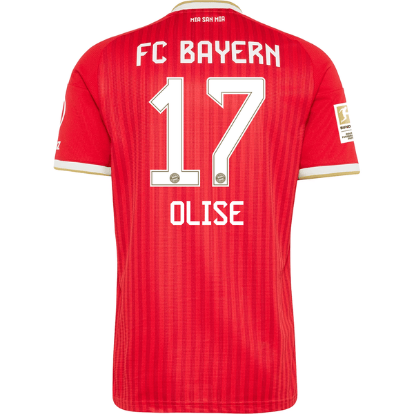 adidas Mens Bayern Munich Michael Olise Home Jersey w/ Bundesliga Cham