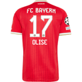 adidas Mens Bayern Munich Michael Olise Home Jersey w/ Champions League Patches 26/27 (Red)