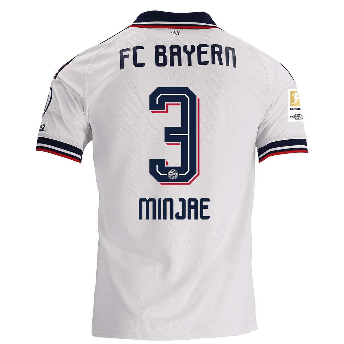 adidas Mens Bayern Munich Minjae Kim Away Jersey w/ Bundesliga Champion Patch 26/27 (White) | SoccerWearhouse