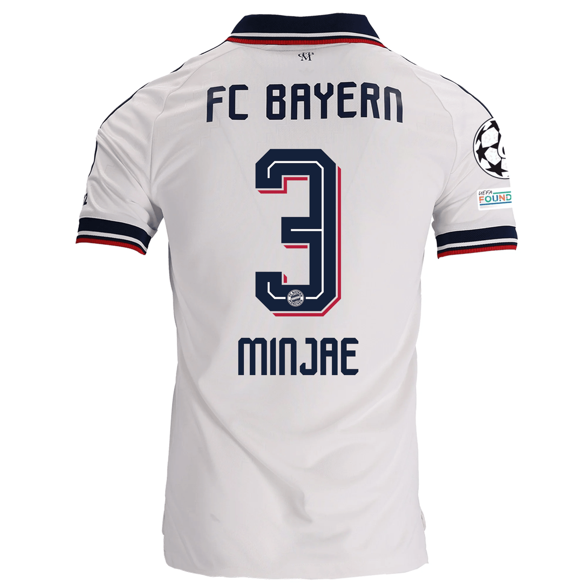 adidas Mens Bayern Munich Minjae Kim Away Jersey w/ Champions League Patches 26/27 (White) | SoccerWearhouse
