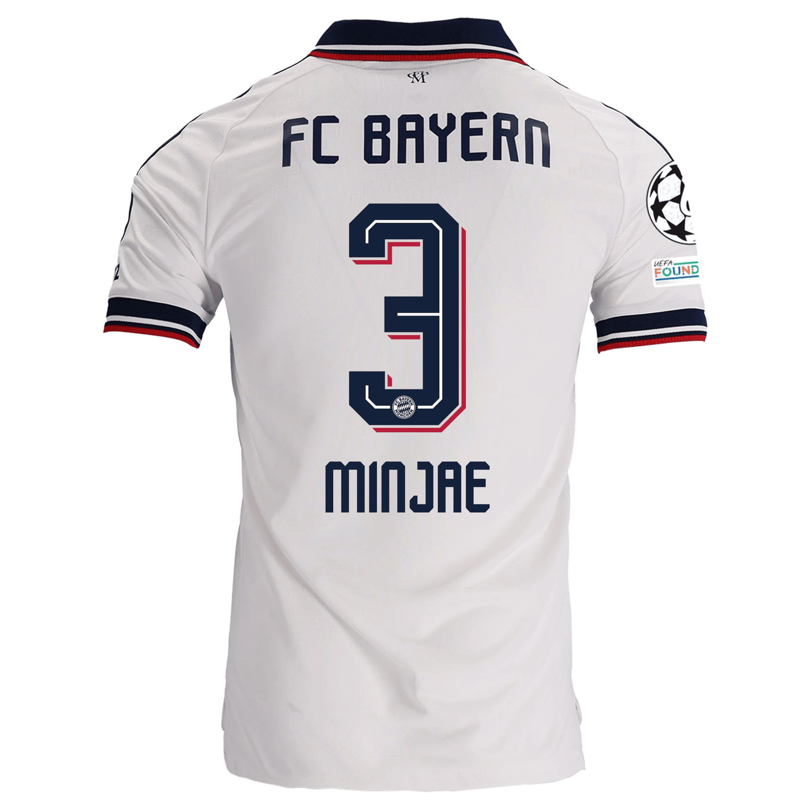 adidas Mens Bayern Munich Minjae Kim Away Jersey w/ Champions League Patches 26/27 (White) | SoccerWearhouse