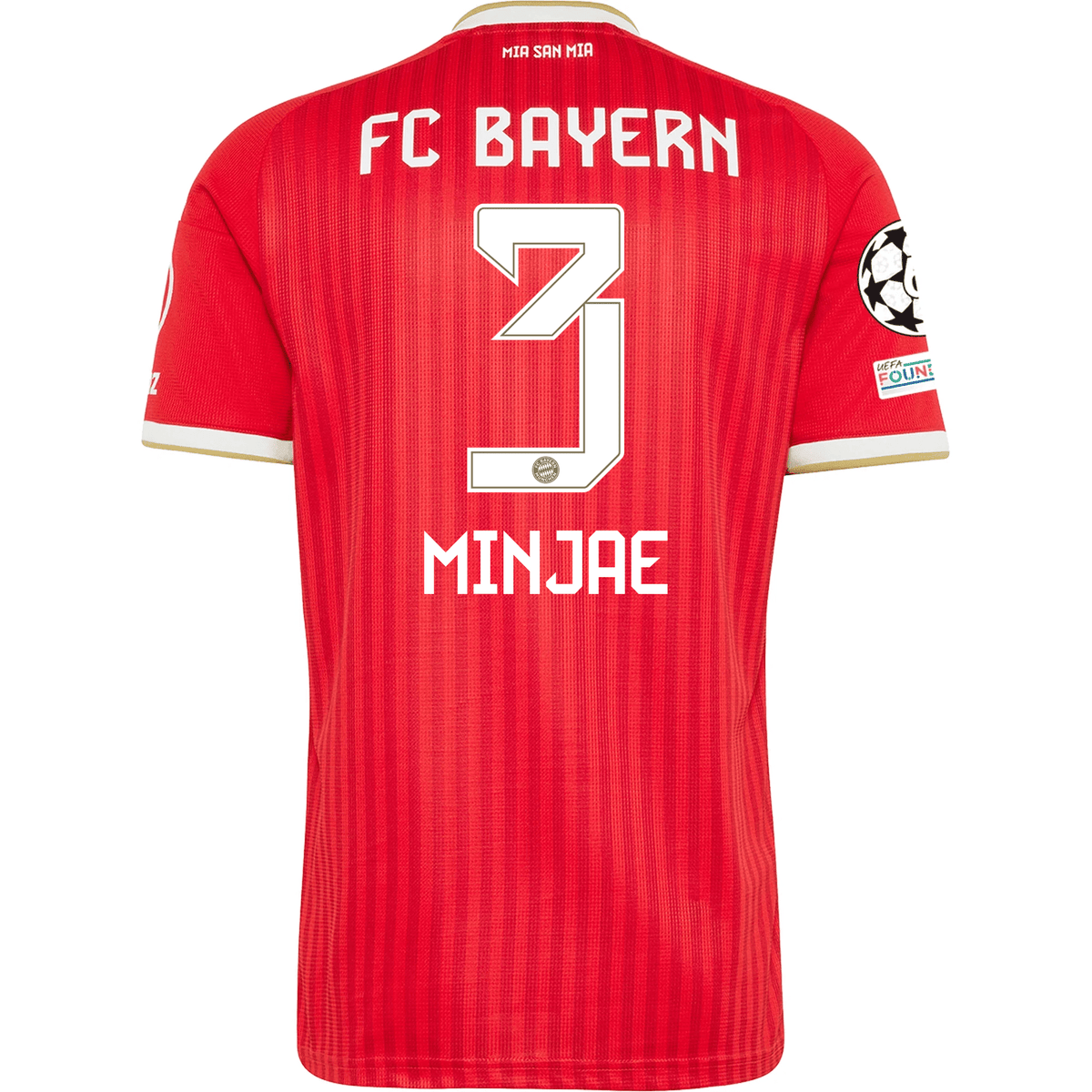 adidas Mens Bayern Munich Minjae Kim Home Jersey w/ Champions League Patches 26/27 (Red) | SoccerWearhouse