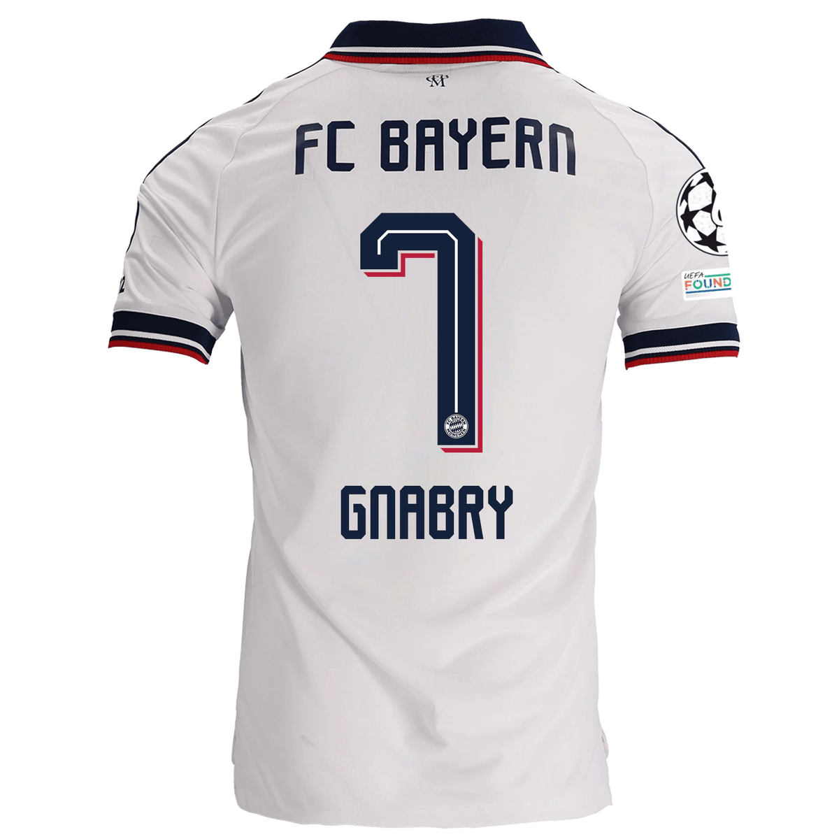 adidas Mens Bayern Munich Serge Gnabry Away Jersey w/ Champions League Patches 26/27 (White) | SoccerWearhouse