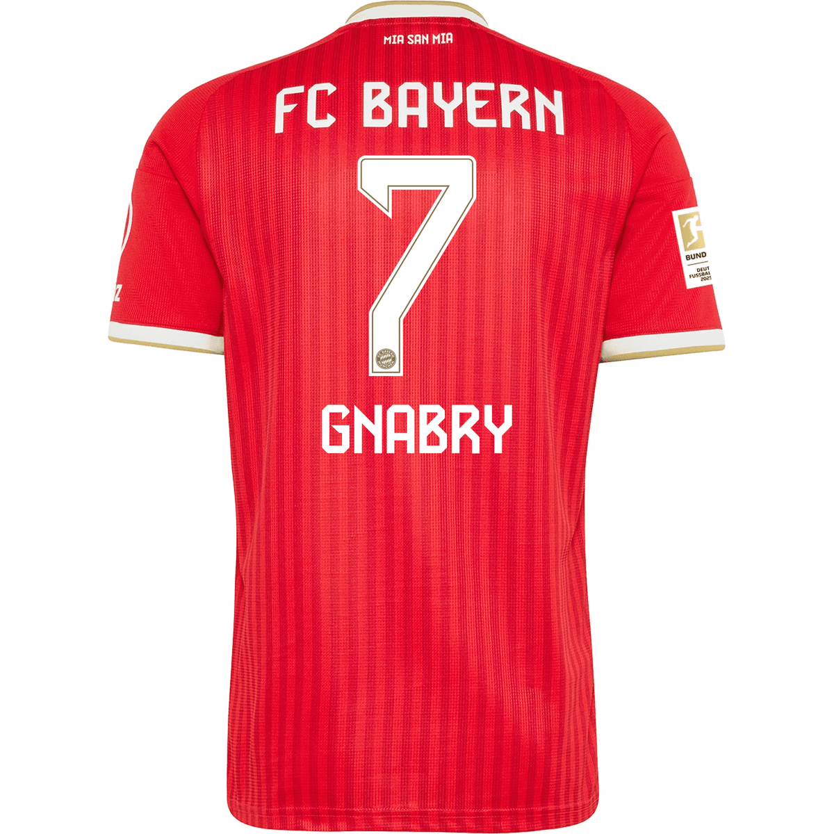 adidas Mens Bayern Munich Serge Gnabry Home Jersey w/ Bundesliga Champion Patch 26/27 (Red) | SoccerWearhouse