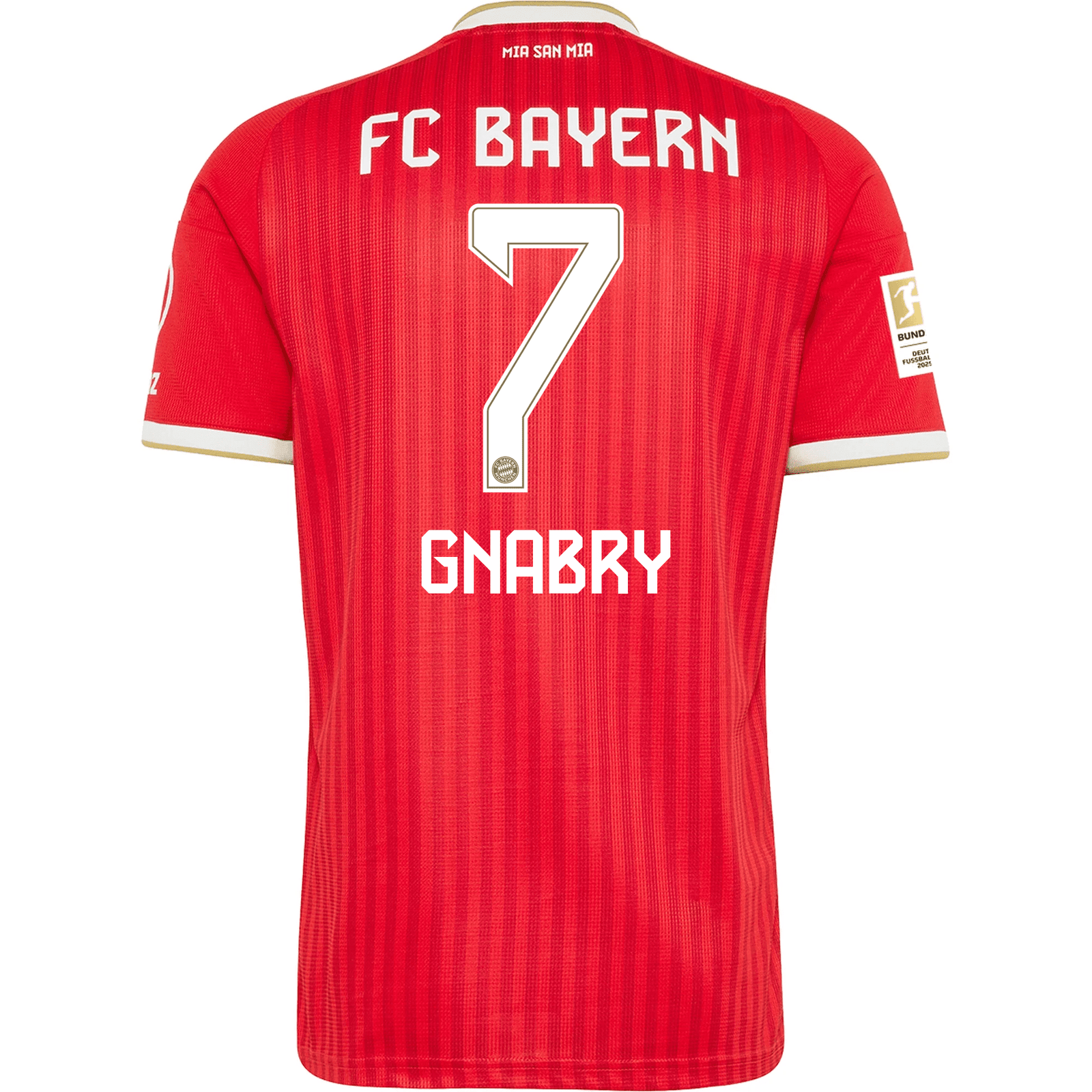 adidas Mens Bayern Munich Serge Gnabry Home Jersey w/ Bundesliga Champion Patch 26/27 (Red) | SoccerWearhouse