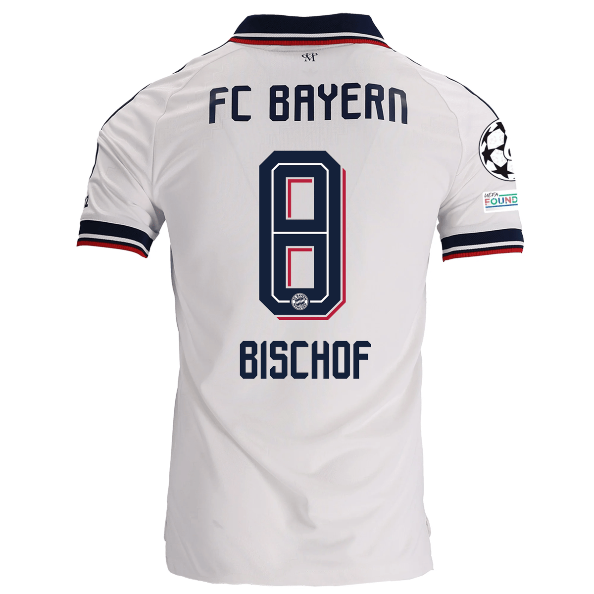 adidas Mens Bayern Munich Tom Bischof Away Jersey w/ Champions League Patches 26/27 (White) | SoccerWearhouse