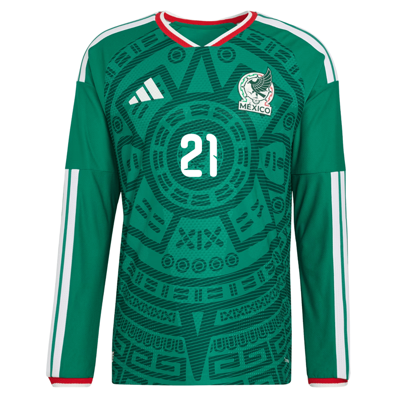 adidas Men's C. Huerta Mexico Long - Sleeve Authentic Home Jersey 2026 (Bold Green) | SoccerWearhouse