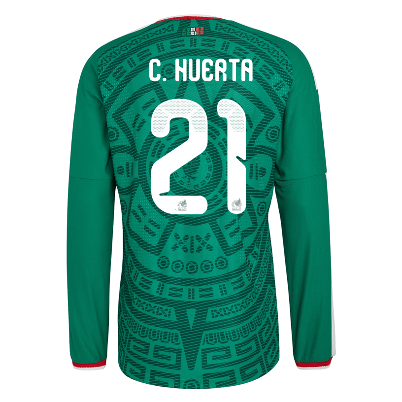 adidas Men's C. Huerta Mexico Long - Sleeve Authentic Home Jersey 2026 (Bold Green) | SoccerWearhouse