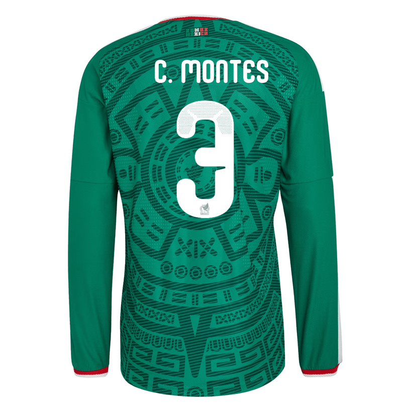 adidas Men's C. Montes Mexico Long - Sleeve Authentic Home Jersey 2026 (Bold Green) | SoccerWearhouse