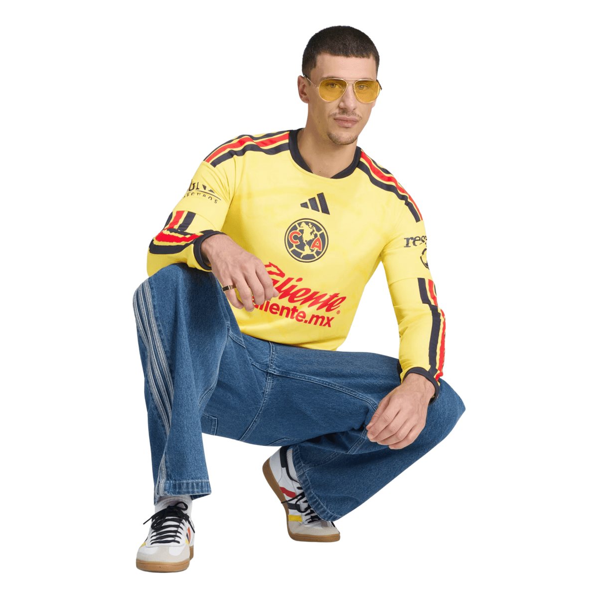 adidas Mens Club América Long Sleeve Home Jersey 26/27 (Yellow) | SoccerWearhouse