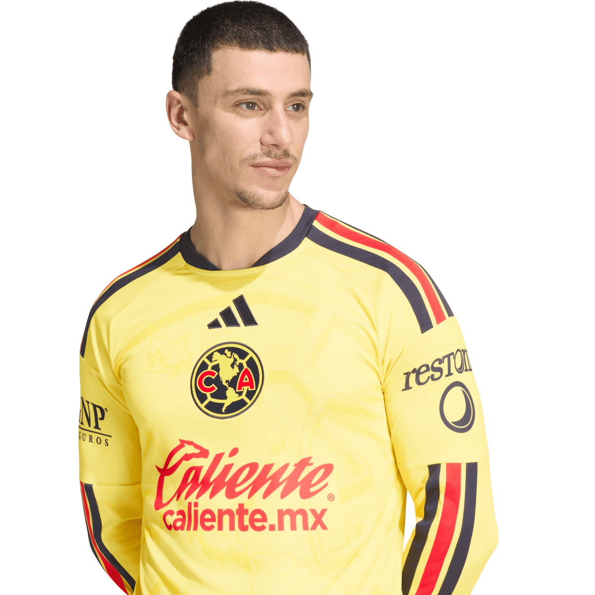 adidas Mens Club América Long Sleeve Home Jersey 26/27 (Yellow) | SoccerWearhouse