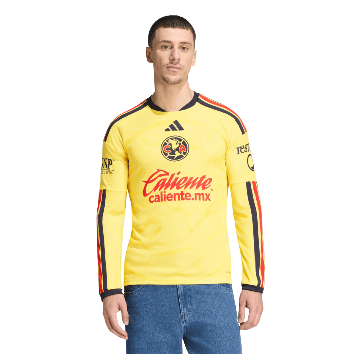 adidas Mens Club América Long Sleeve Home Jersey 26/27 (Yellow) | SoccerWearhouse