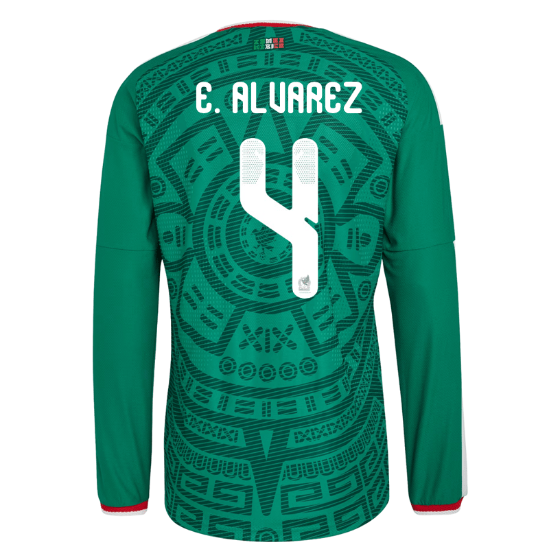 adidas Men's E. Alvarez Mexico Long - Sleeve Authentic Home Jersey 2026 (Bold Green) | SoccerWearhouse