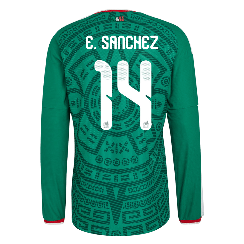 adidas Men's E. Sanchez Mexico Long - Sleeve Authentic Home Jersey 2026 (Bold Green) | SoccerWearhouse