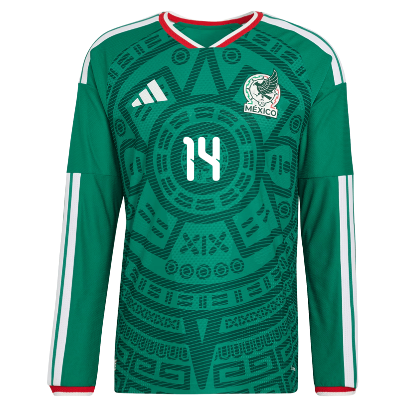 adidas Men's E. Sanchez Mexico Long - Sleeve Authentic Home Jersey 2026 (Bold Green) | SoccerWearhouse