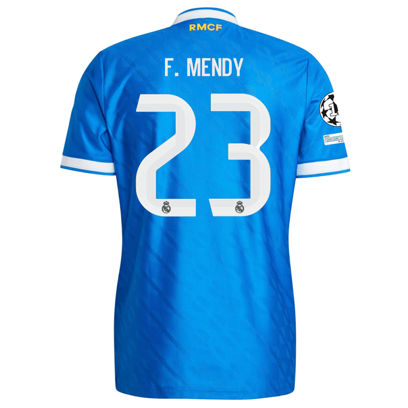adidas Men's F. Mendy Real Madrid 25/26 Authentic Third Jersey w/ Champions League Patches (Blue) | SoccerWearhouse