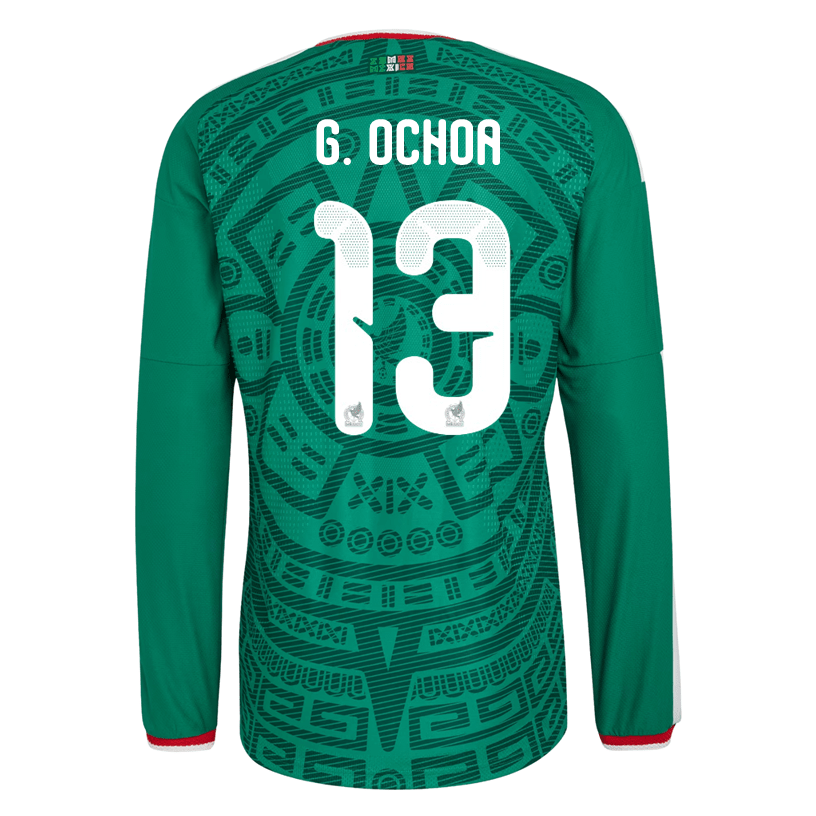 adidas Men's G. Ochoa Mexico Long - Sleeve Authentic Home Jersey 2026 (Bold Green) | SoccerWearhouse