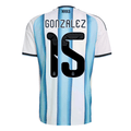 adidas Men's Gonzalez Argentina 2026 Home World Cup Jersey (White/Icey Light Blue)