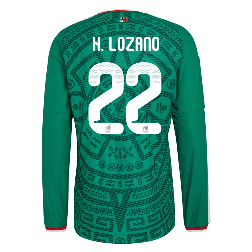 adidas Men's H. Lozano Mexico Long - Sleeve Authentic Home Jersey 2026 (Bold Green) | SoccerWearhouse
