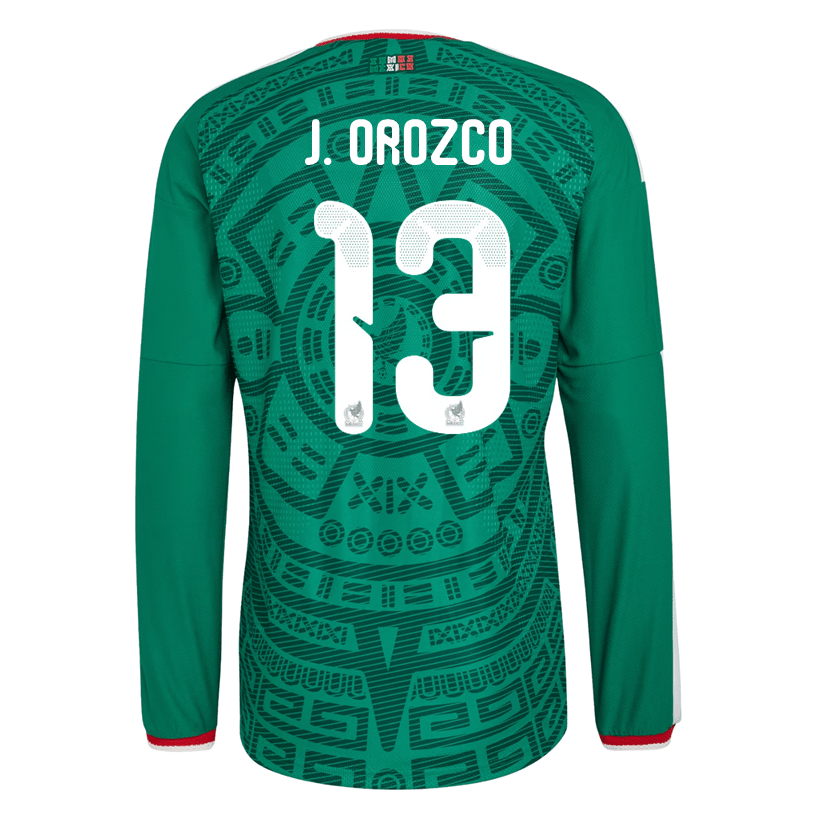 adidas Men's J. Orozco Mexico Long - Sleeve Authentic Home Jersey 2026 (Bold Green) | SoccerWearhouse