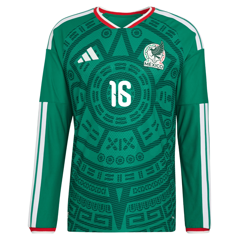adidas Men's J. Quinones Mexico Long - Sleeve Authentic Home Jersey 2026 (Bold Green) | SoccerWearhouse