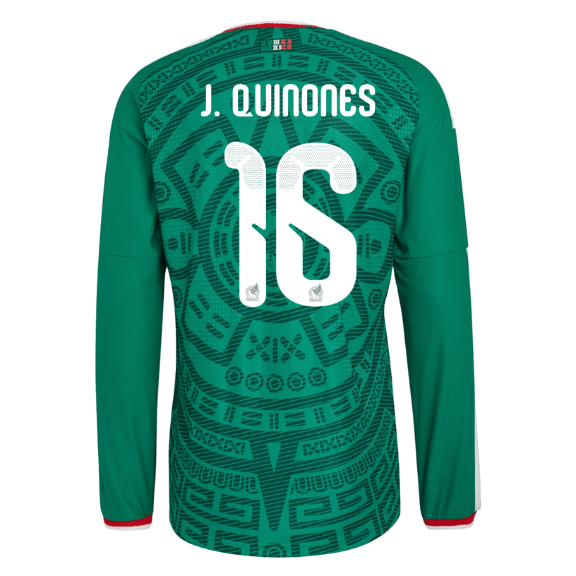 adidas Men's J. Quinones Mexico Long - Sleeve Authentic Home Jersey 2026 (Bold Green) | SoccerWearhouse