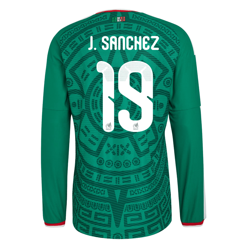 adidas Men's J. Sanchez Mexico Long - Sleeve Authentic Home Jersey 2026 (Bold Green) | SoccerWearhouse