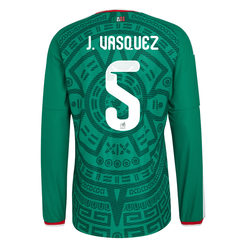 adidas Men's J. Vasquez Mexico Long - Sleeve Authentic Home Jersey 2026 (Bold Green) | SoccerWearhouse
