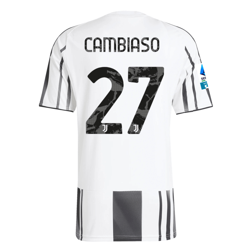adidas Men's Juventus Cambiaso Home Jersey w/ Serie A Patch 25/26 (White/Black/Pink) | SoccerWearhouse