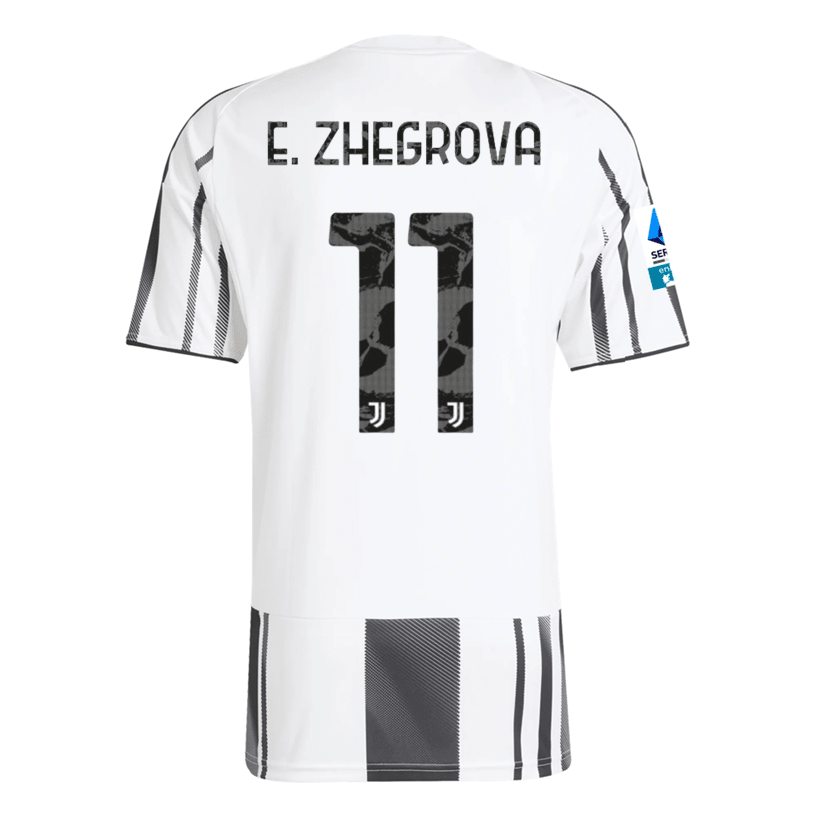 adidas Men's Juventus E. Zhegrova Home Jersey w/ Serie A Patch 25/26 (White/Black/Pink) | SoccerWearhouse