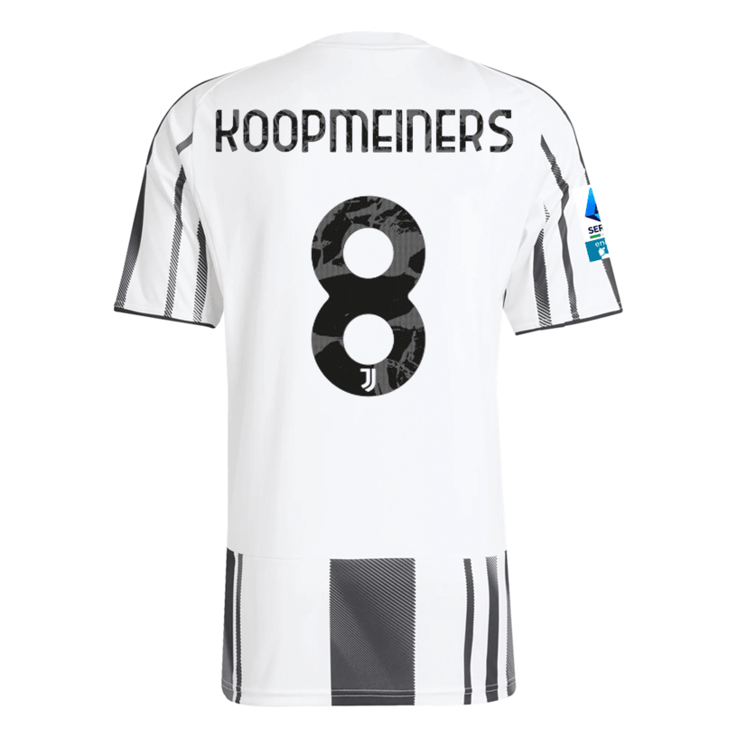 adidas Men's Juventus Koopmeiners Home Jersey w/ Serie A Patch 25/26 (White/Black/Pink) | SoccerWearhouse