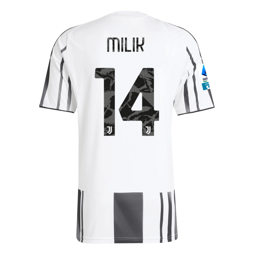adidas Men's Juventus Milik Home Jersey w/ Serie A Patch 25/26 (White/Black/Pink) | SoccerWearhouse