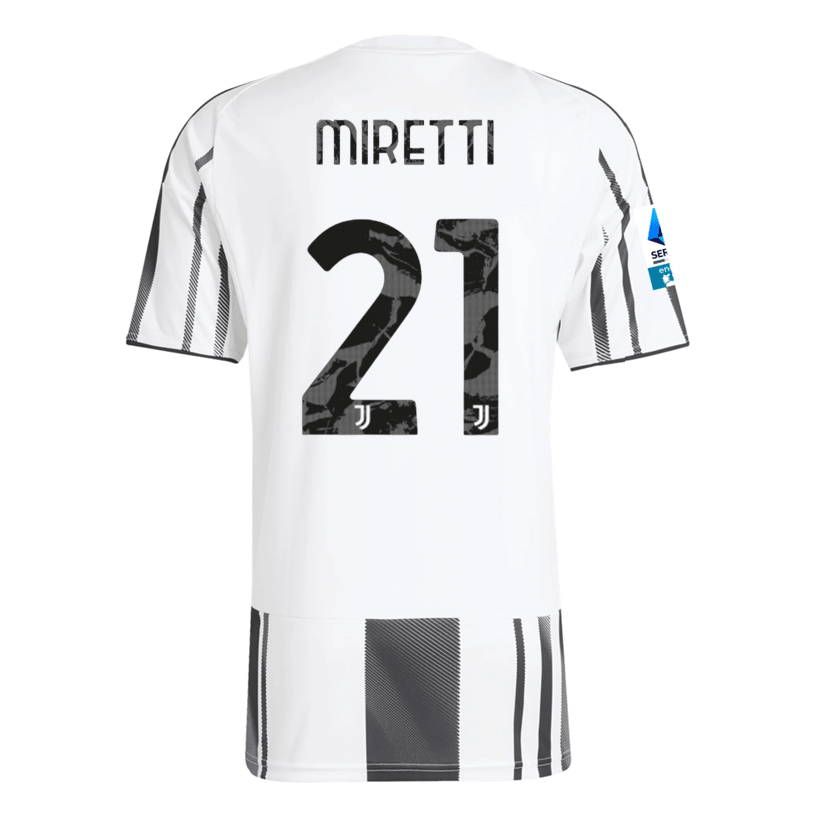 adidas Men's Juventus Miretti Home Jersey w/ Serie A Patch 25/26 (White/Black/Pink) | SoccerWearhouse