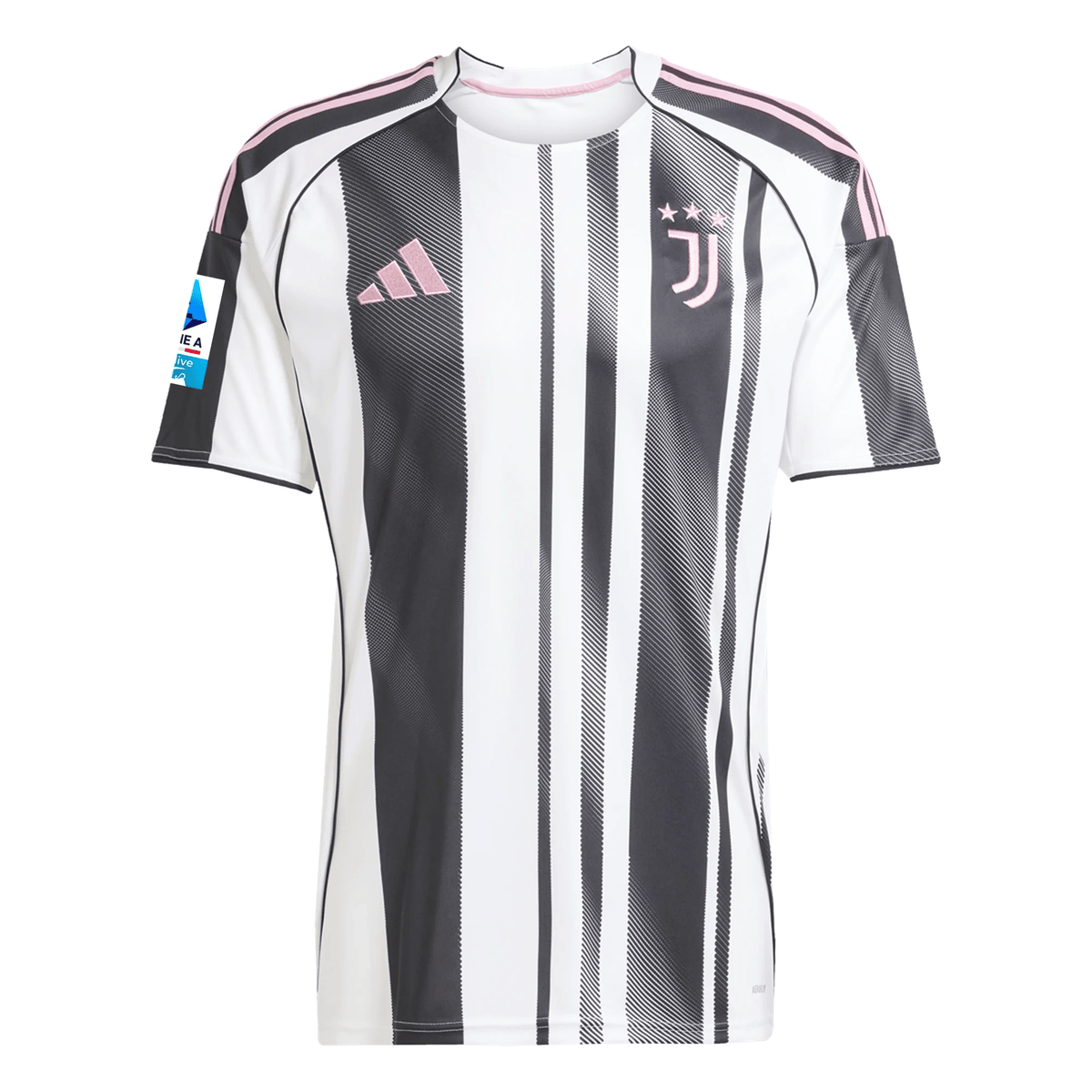 adidas Men's Juventus Rouhi Home Jersey w/ Serie A Patch 25/26 (White/Black/Pink) | SoccerWearhouse