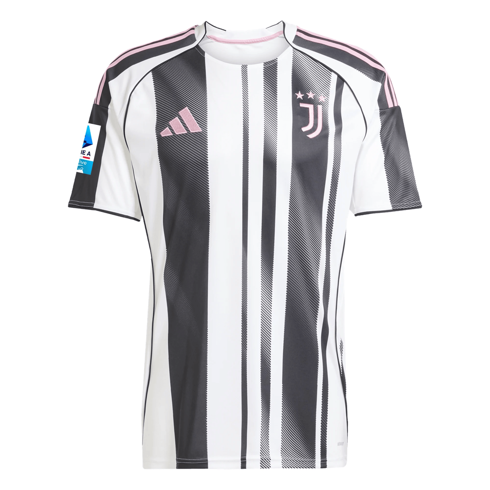 adidas Men's Juventus Rouhi Home Jersey w/ Serie A Patch 25/26 (White/Black/Pink) | SoccerWearhouse