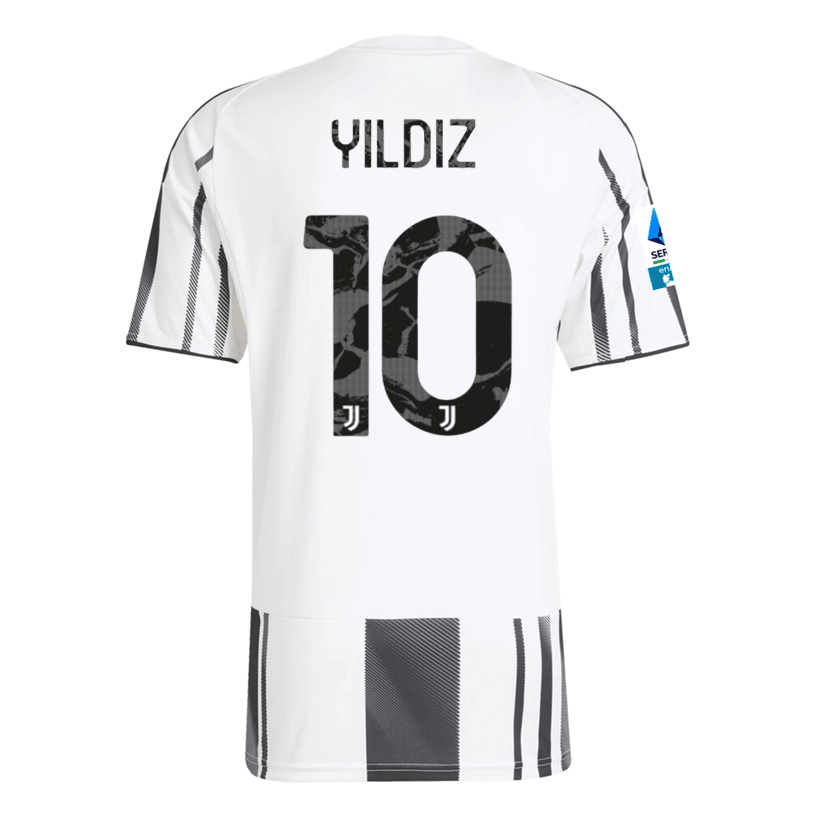 adidas Men's Juventus Yildiz Home Jersey w/ Serie A Patch 25/26 (White/Black/Pink) | SoccerWearhouse