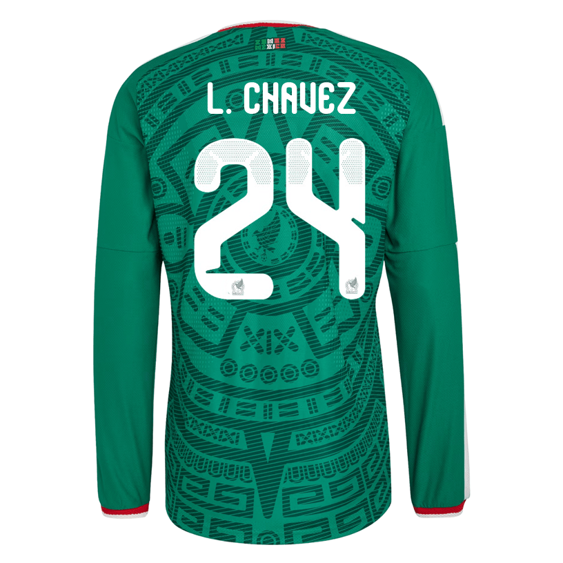 adidas Men's L. Chavez Mexico Long - Sleeve Authentic Home Jersey 2026 (Bold Green) | SoccerWearhouse