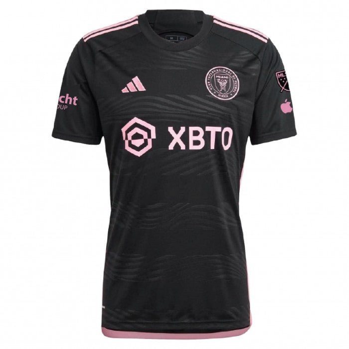 adidas Men's Lionel Messi Inter Miami Away Jersey 23/24 w/ MLS Apple + Sponsors Patches (Black/True Pink) | SoccerWearhouse
